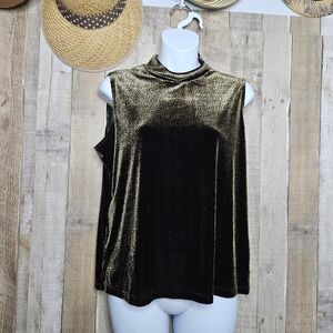 Impressions Pullover Soft Velvet Animal Print Sleeveless Blouse Size Medium